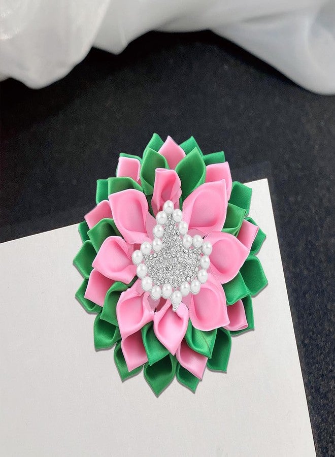 HUSURU Sorority Paraphernalia Brooches Pin for Women Greek Society Members Gift Pink Green Flower Corsage Brooch Sisterhood Jewelry - Image 4